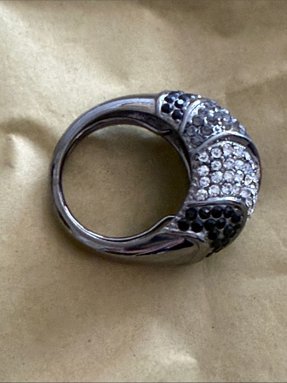 Ring size 7 grey black and clear crystal sparkling swirls of light - Picture 10 of 15